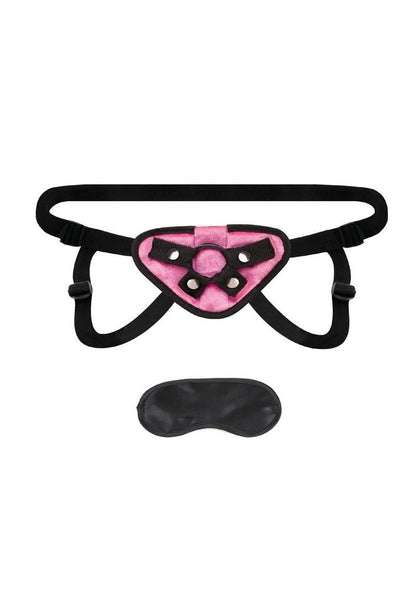 Lux Fetish Pink Velvet Strap-On Harness Adjustable