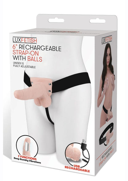 Lux Fetish Rechargeable Strap-On with Balls