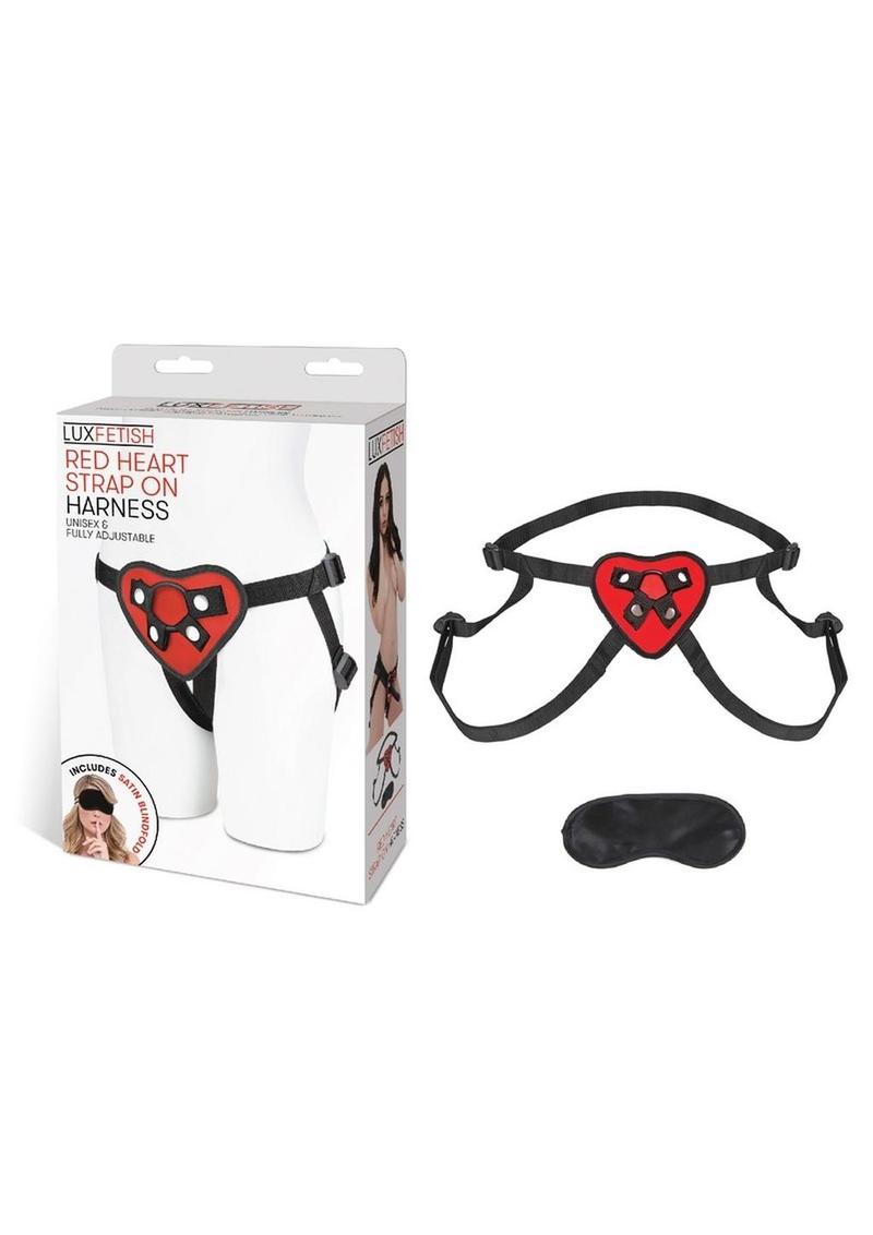 Lux Fetish Red Heart Strap-On Harness Adjustable - Red