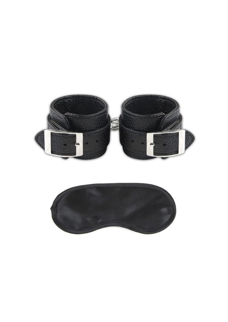 Lux Fetish Unisex Leatherette Cuffs Adjustable - Black