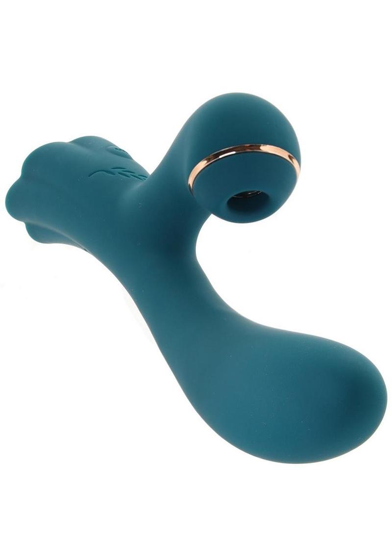 Luxe Aura Rechargeable Silicone Clitoral Stimulator - Teal