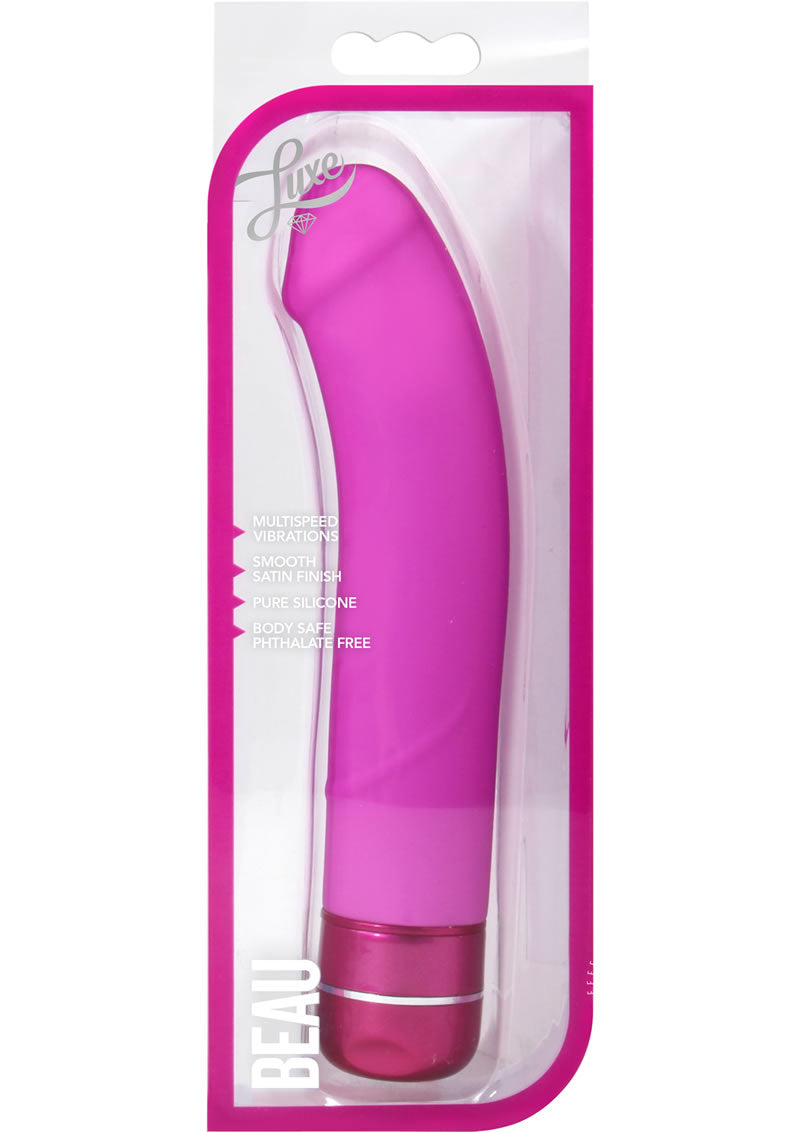 Luxe Beau Vibrating Silicone Dildo - Pink - 8.5in