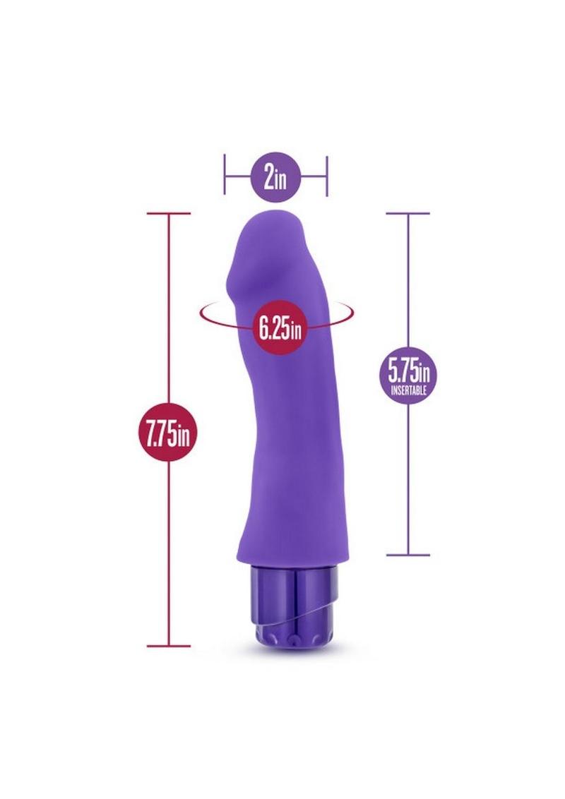 Luxe Marco Silicone Vibrating Dildo - Purple - 7.75in