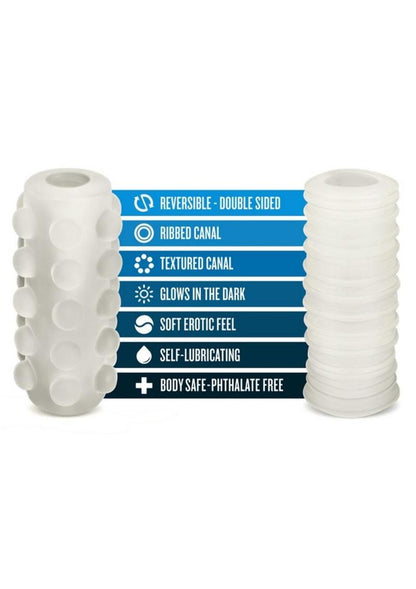 M For Men Soft and Wet Glow In The Dark Reversible Orb Masturbator - Frosted - Glow In The Dark