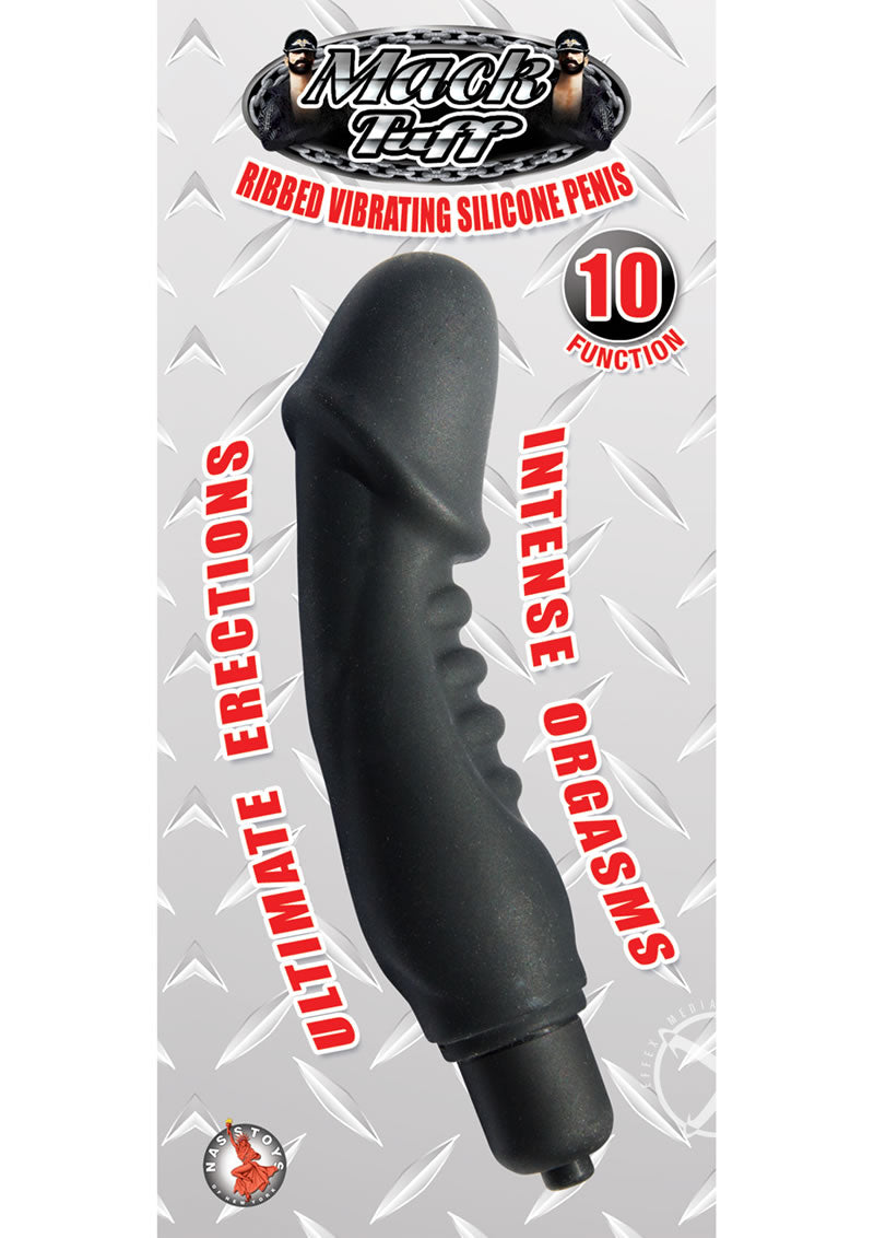 Mack Tuff Ribbed Vibrating Silicone Penis Vibrator - Black