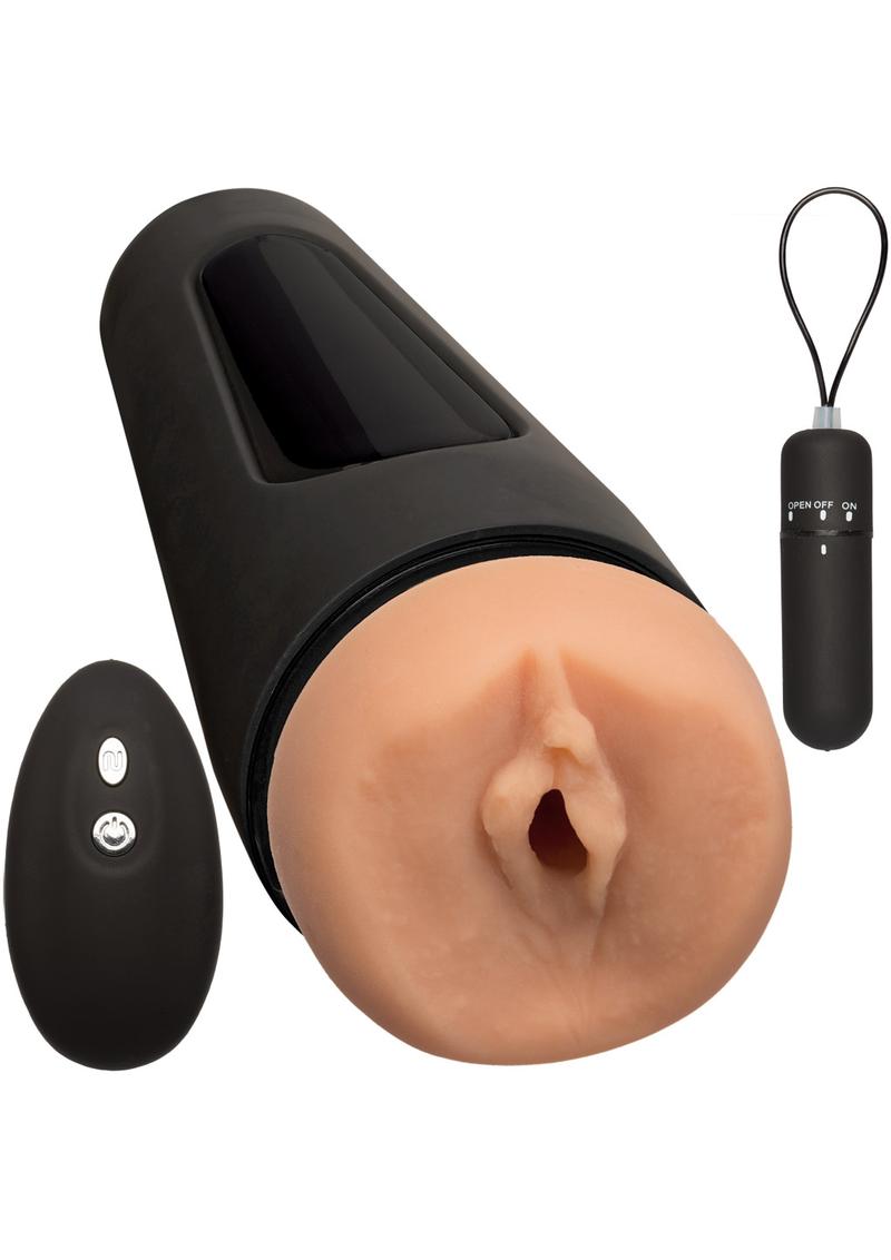 Main Squeeze The Original Vibro Ultraskyn Vibrating Masturbator with Bullet and Remote Control - Pussy