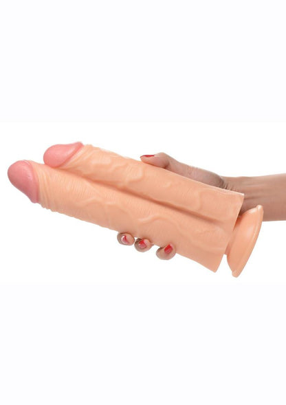 Master Cock Double Stuffer Double Pecker Dildo - Vanilla - 10in