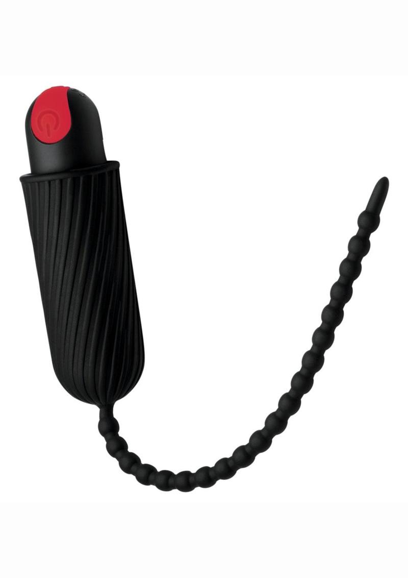 Master Series 28x Dark Chain Rechargeable Silicone Remote Control Urethral Sounding Chain - Black/Red