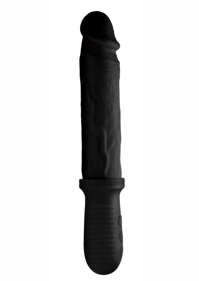 Master Series 8x Auto Pounder Rechargeable Silicone Vibrating and Thrusting Dildo with Handle