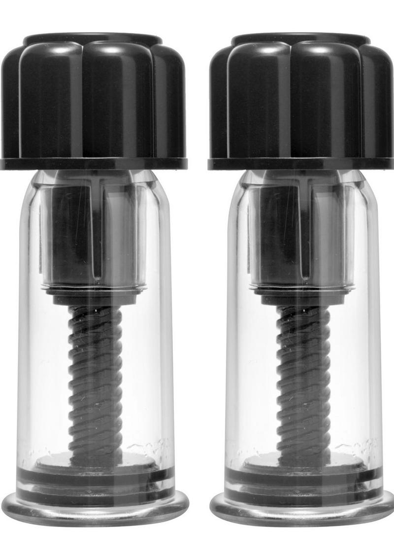 Master Series Black Max Powerful Twist Nipple Suckers - Black/Silver