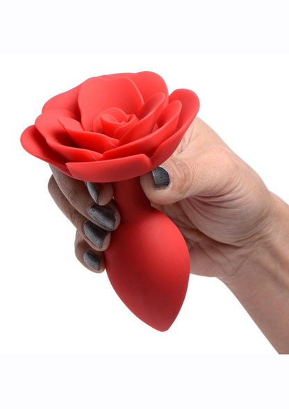 Master Series Booty Bloom Silicone Rose Anal Plug - Red - Large