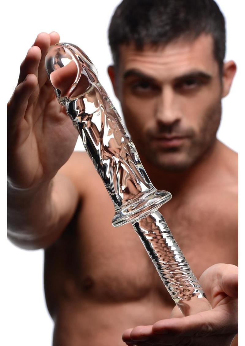 Master Series Brutus Glass Dildo Thruster - Clear