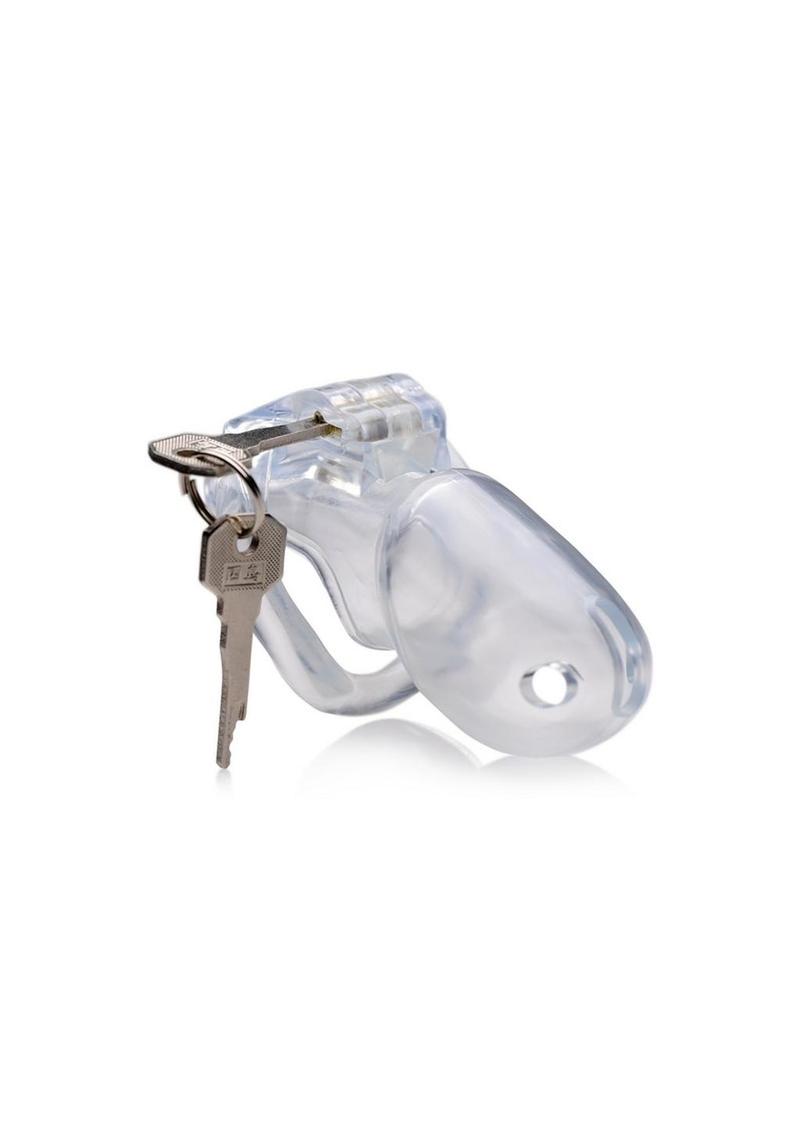 Master Series Clear Captor Chastity Cage with Keys - Clear - Large