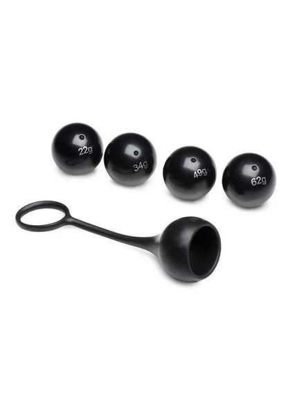 Master Series Cock Dangler Silicone Penis Strap with Weights - Black