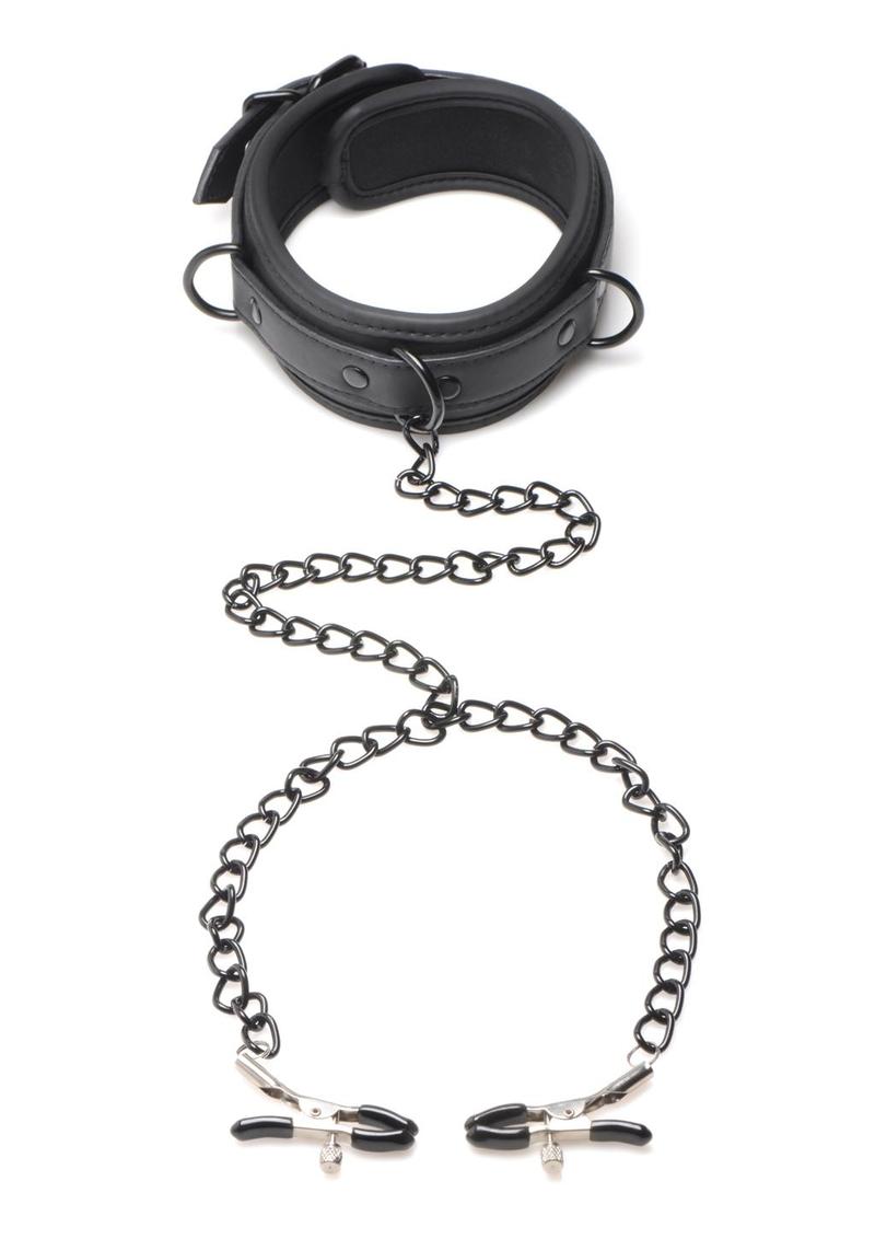 Master Series Collared Temptress Collar with Nipple Clamps