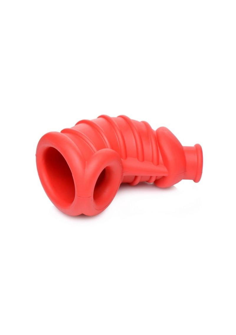 Master Series Crimson Chamber Silicone Chastity Cage - Red