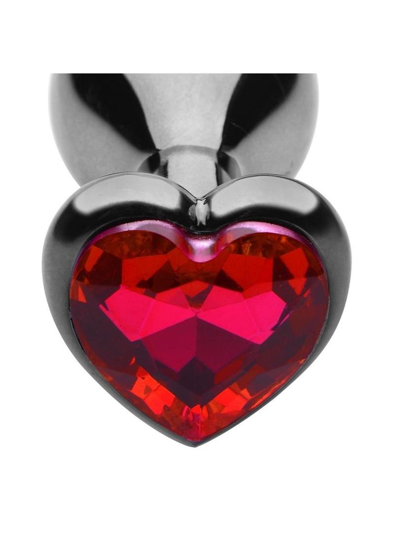 Master Series - Crimson Tied Scarlet Heart Jewel Anal Plug - Red/Silver