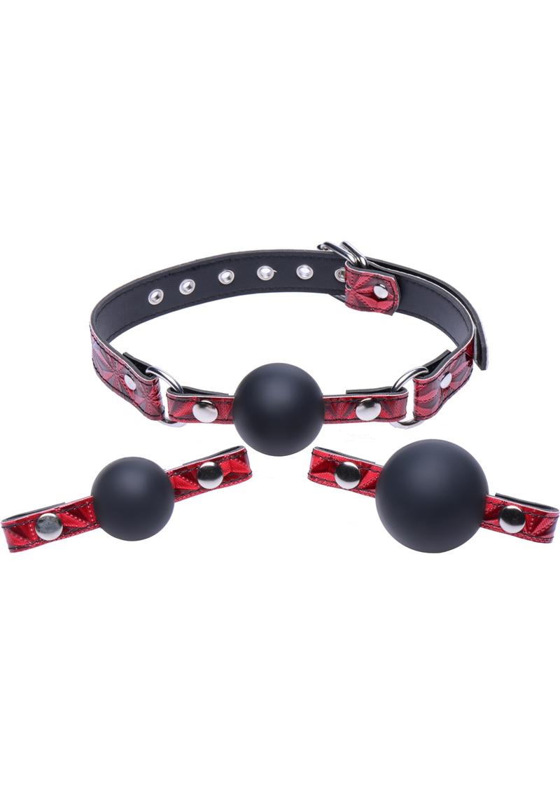 Master Series - Crimson Tied Triad Interchangeable Silicone Ball Gag