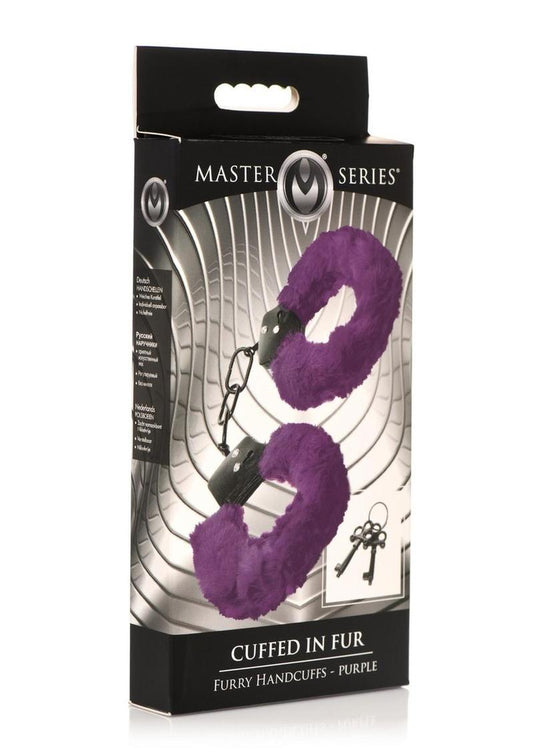 Master Series Cuffed In Fur Furry Handcuffs - Purple