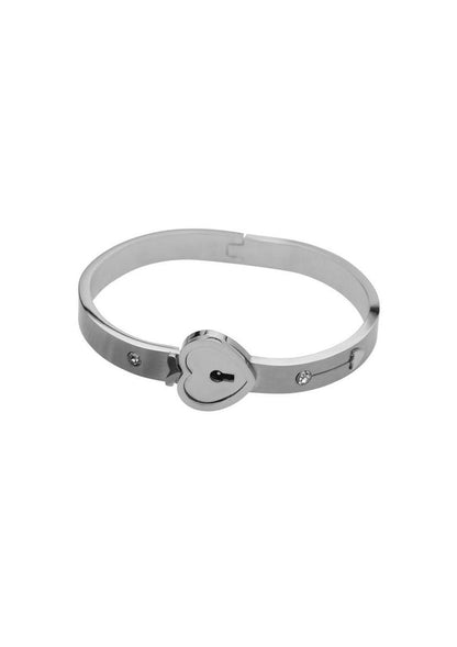 Master Series Cuffed Locking Bracelet and Key Necklace - Silver