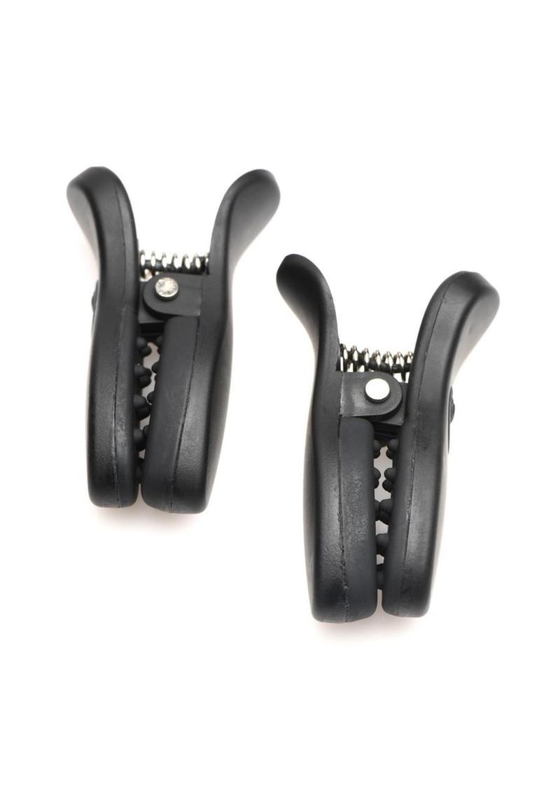 Master Series Dark Grip Vibrating Nipple Clamps - Black