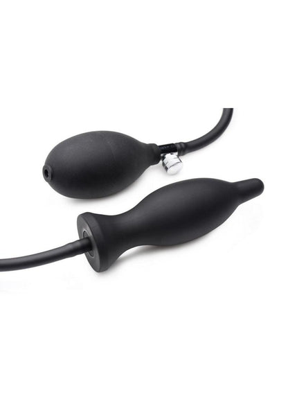 Master Series Dark Inflator Inflatable Silicone Anal Plug - Black