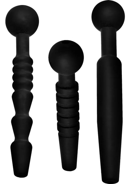 Master Series Dark Rods 3 Piece Silicone Penis Plug