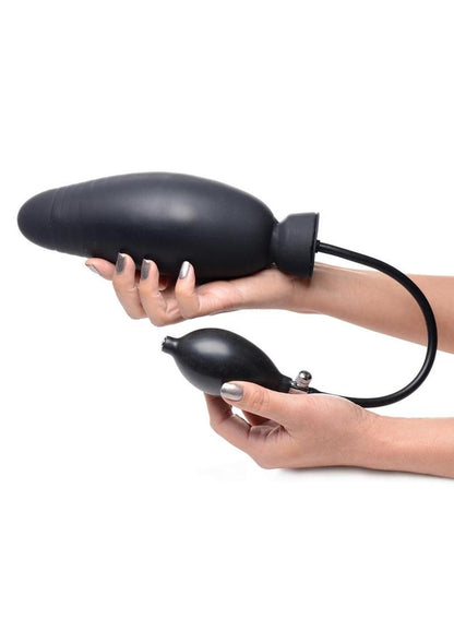 Master Series Dick-Spand Inflatable Silicone Dildo - Black