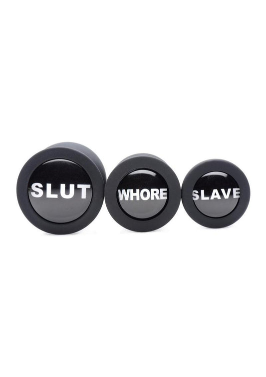 Master Series Dirty Words Anal Plug - Black - Set