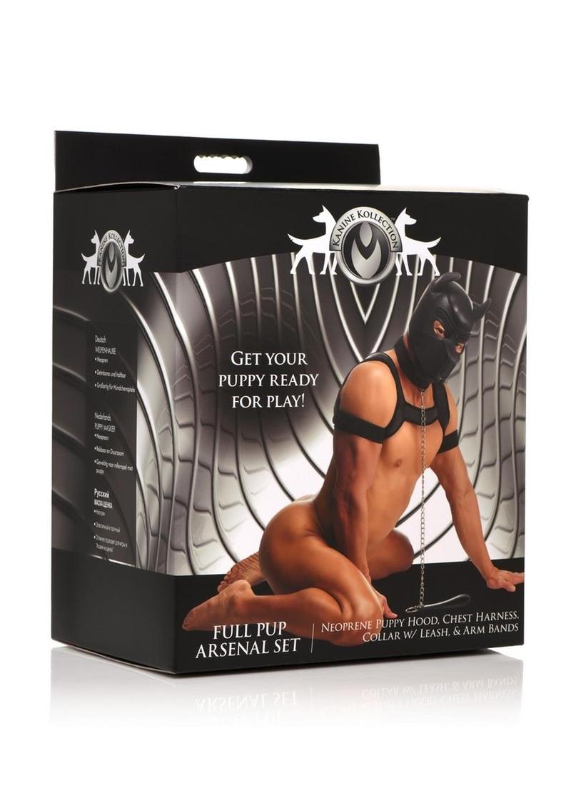 Master Series Full Pup Arsenal Set Neoprene Puppy Hood, Chest Harness, Collar with Leash and Arm Bands