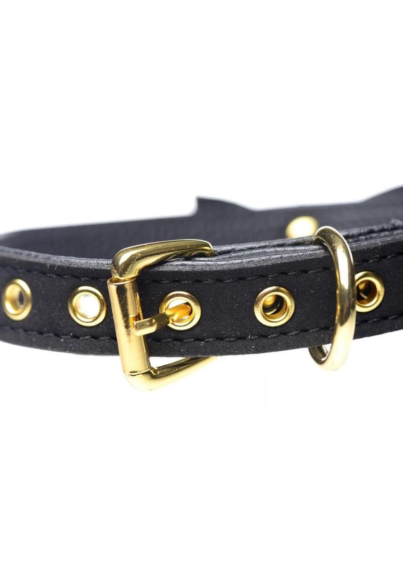 Master Series Golden Kitty Cat Bell Collar - Black/Gold