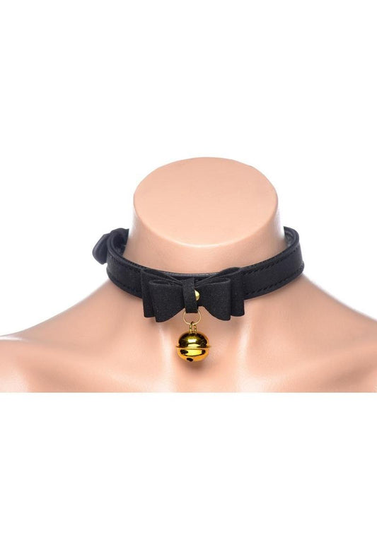 Master Series Golden Kitty Cat Bell Collar - Black/Gold