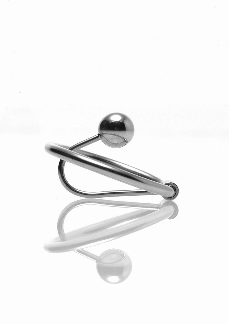 Master Series Halo Urethral Plug with Glans Ring - Gray/Metal/Silver