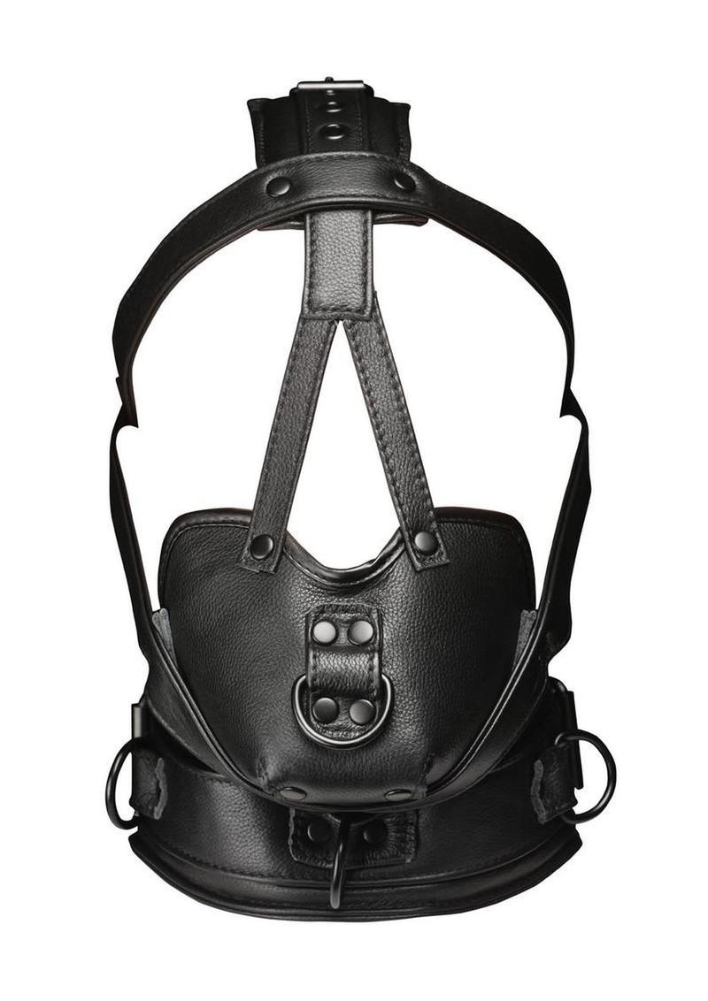 Master Series Leather Head Harness with Muzzle - Black