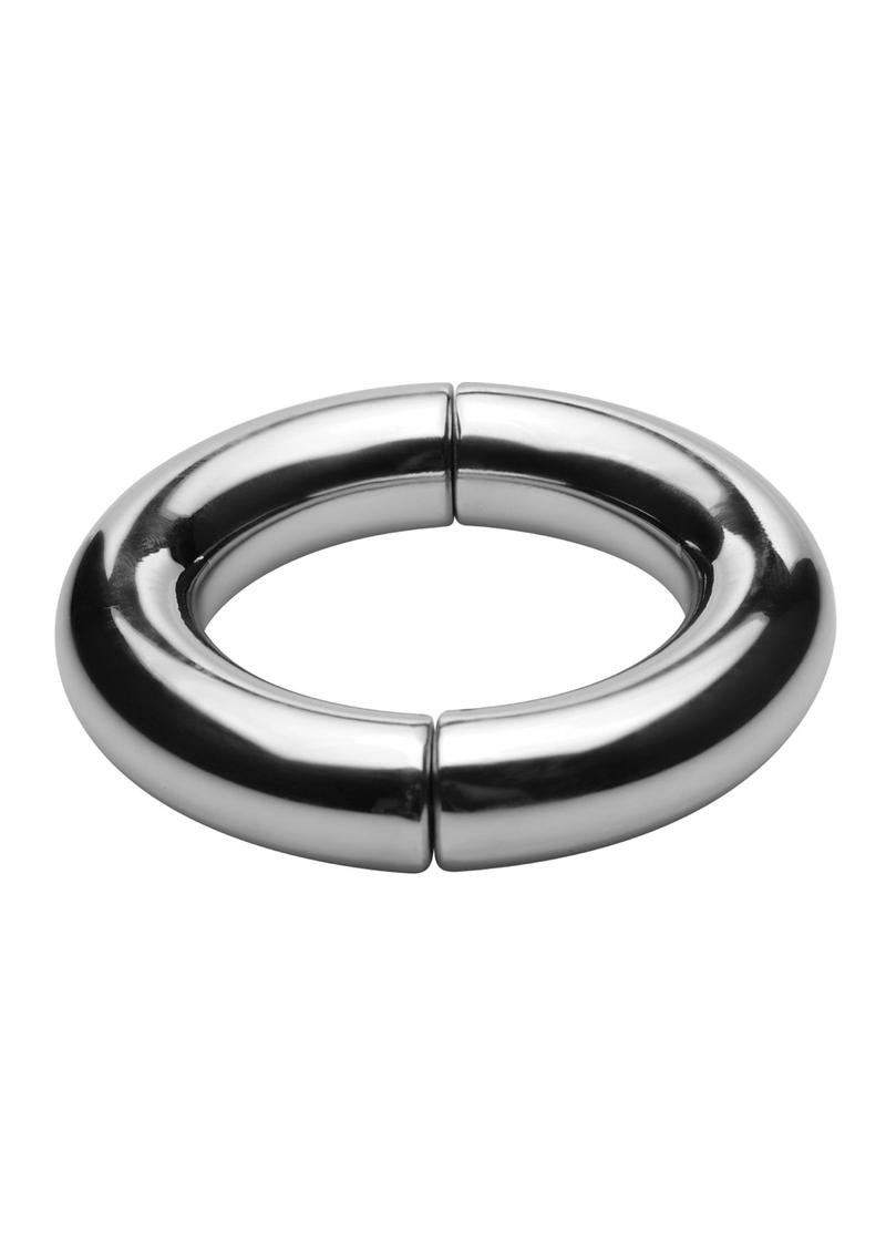 Master Series Mega Magnetize Stainless Steel Cock Ring - Silver - 1.75in