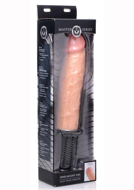 Master Series Onslaught XXL Vibrating Giant 9.75in Dildo Thruster - Vanilla - XXLarge