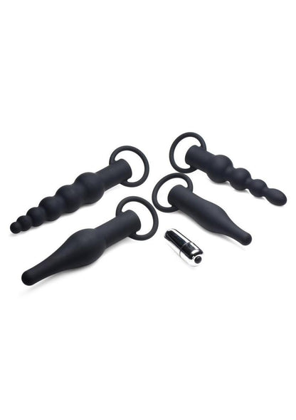 Master Series Premium Ranged Rimmers 3x Vibrating Silicone Rimming Anal Training - Black - 5 Piece/Set