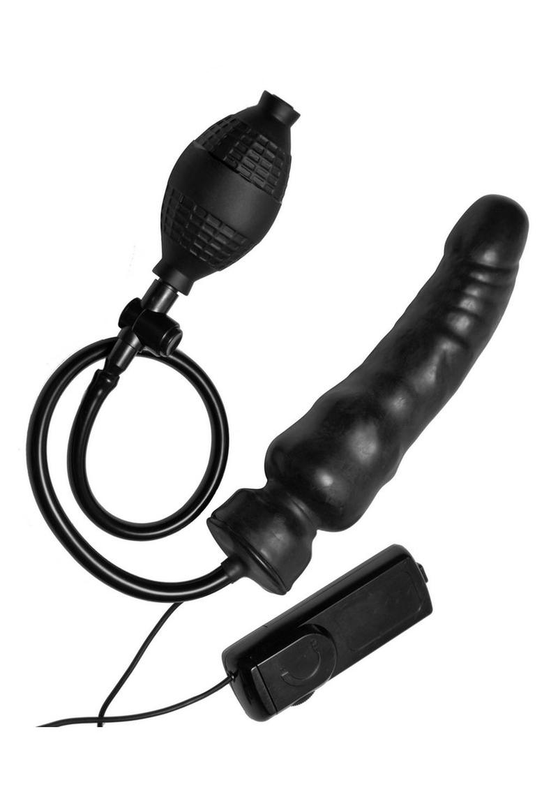 Master Series Ravage Vibrating Inflatable 7.5in Dildo - Black