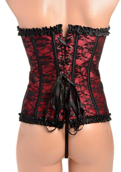 Master Series Scarlet Seduction Lace-Up Corset and Thong