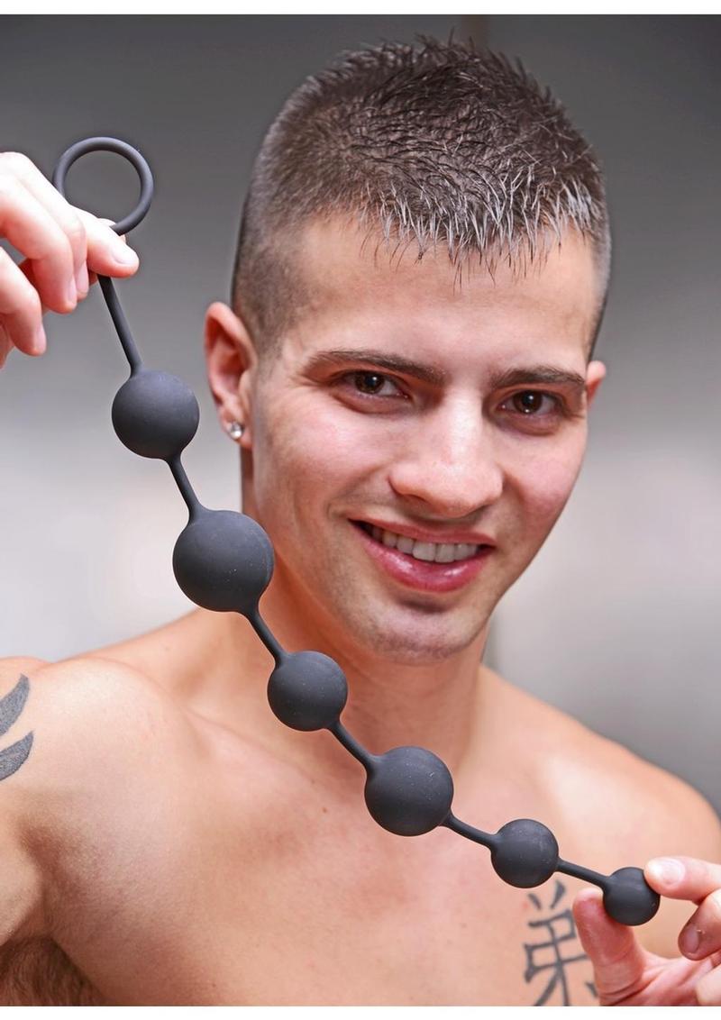 Master Series Serpent 6 Silicone Beads Of Pleasure - Black