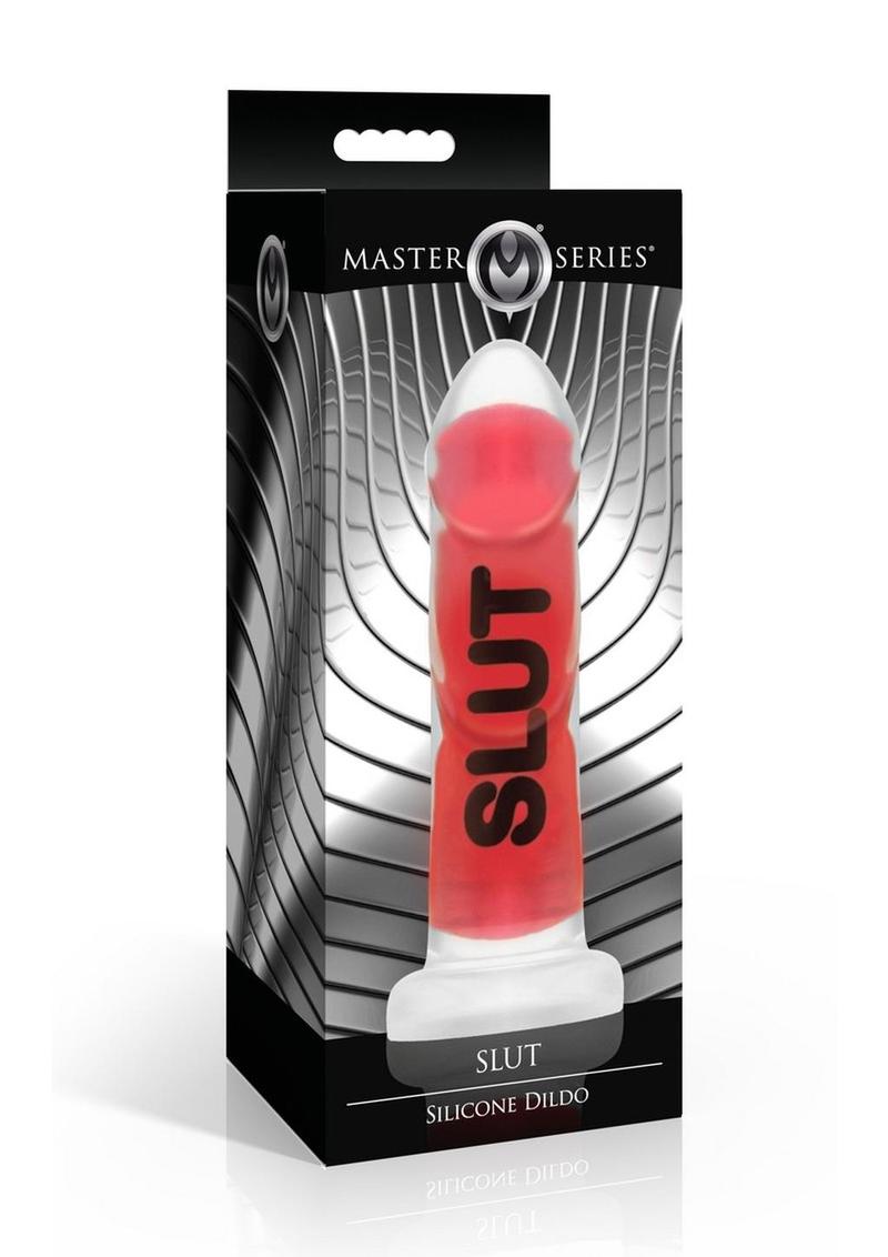 Master Series Slut Silicone Dildo - Black/Clear/Red