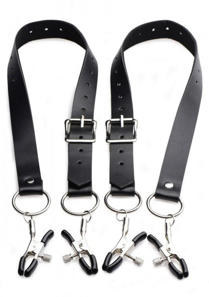 Master Series Spread Labia Spreader Straps with Clitoral Clamps