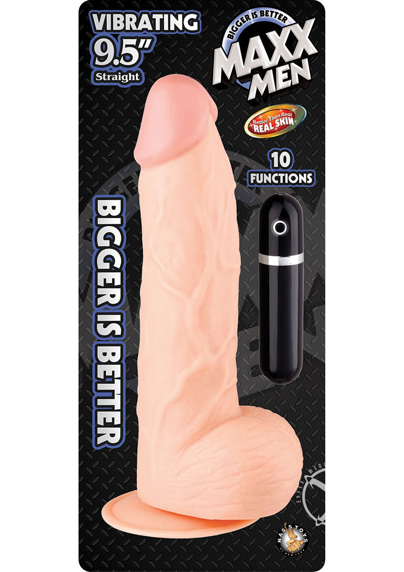 Maxx Men Straight Vibrating Dildo - Vanilla - 9.5in