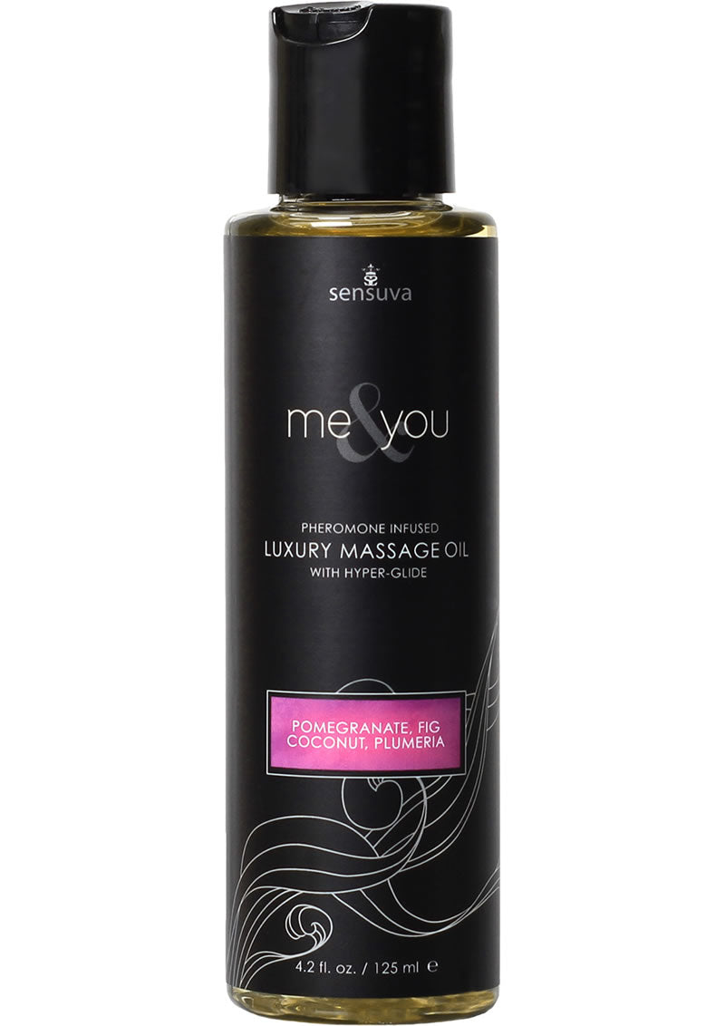 Me and You Pheromone Infused Luxury Massage Oil Pomegranate Fig Coconut Plumeria - 4.2oz