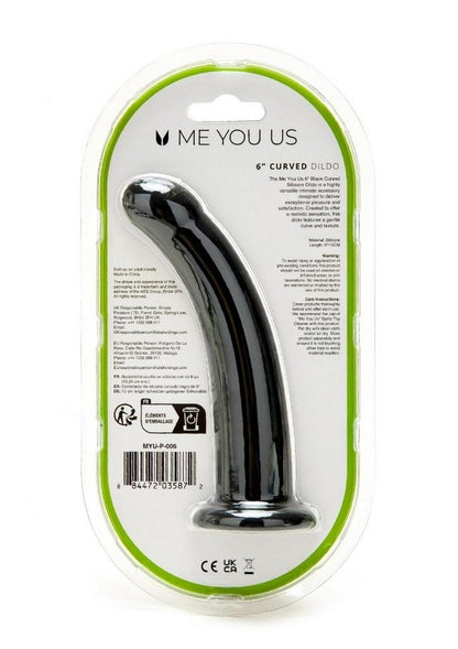 ME YOU US Black Curved Silicone Dildo - Black - 6in