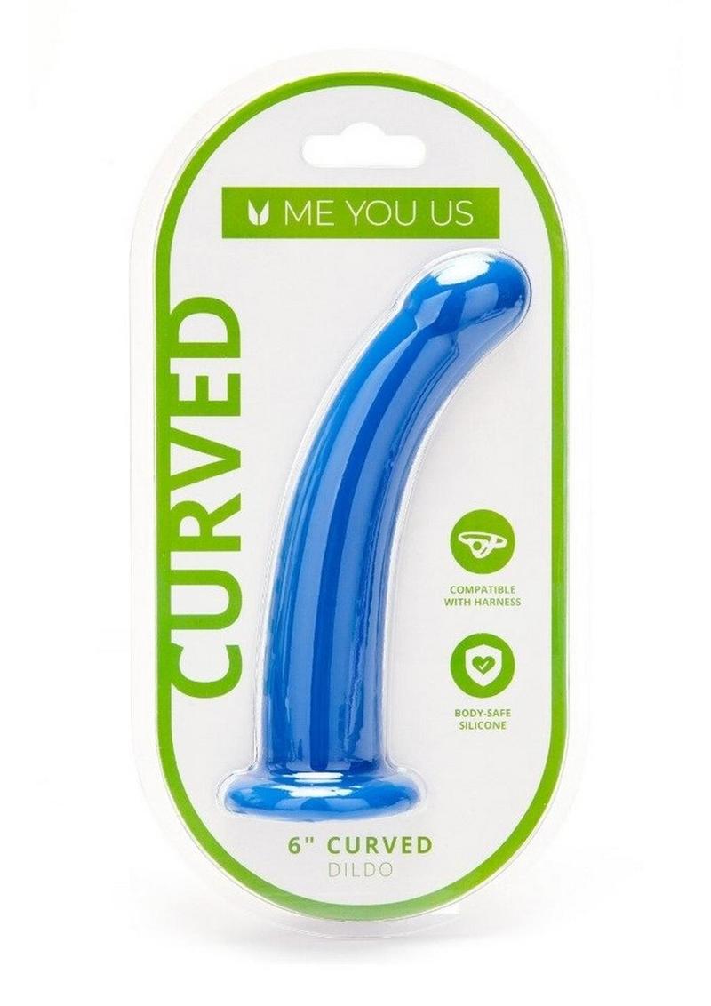 ME YOU US Blue Curved Silicone Dildo - Blue - 6in