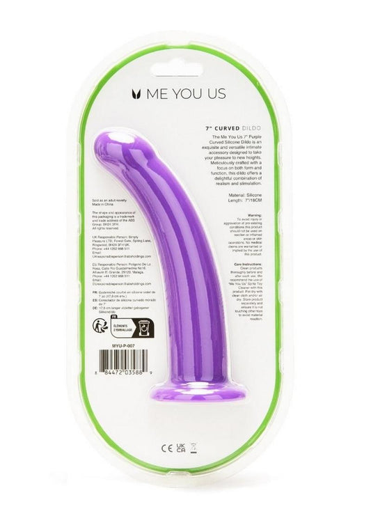 ME YOU US Curved Silicone Dildo - Purple - 7in