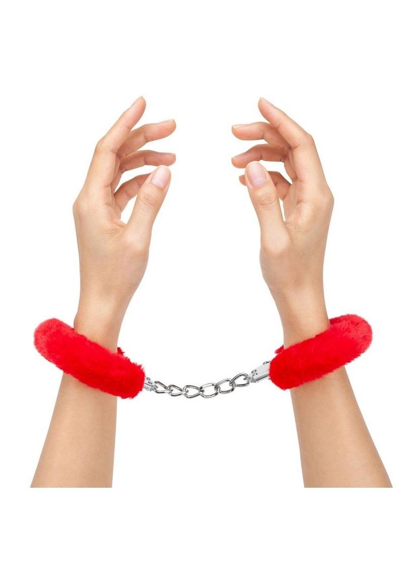 ME YOU US Furry Handcuffs - Red/Silver