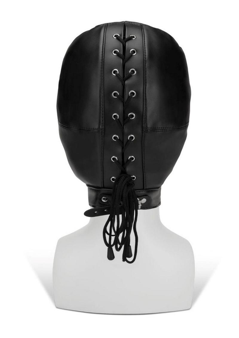 ME YOU US Hood with Eyes Nose Mouth Pu Leather Bondage Hood - Black