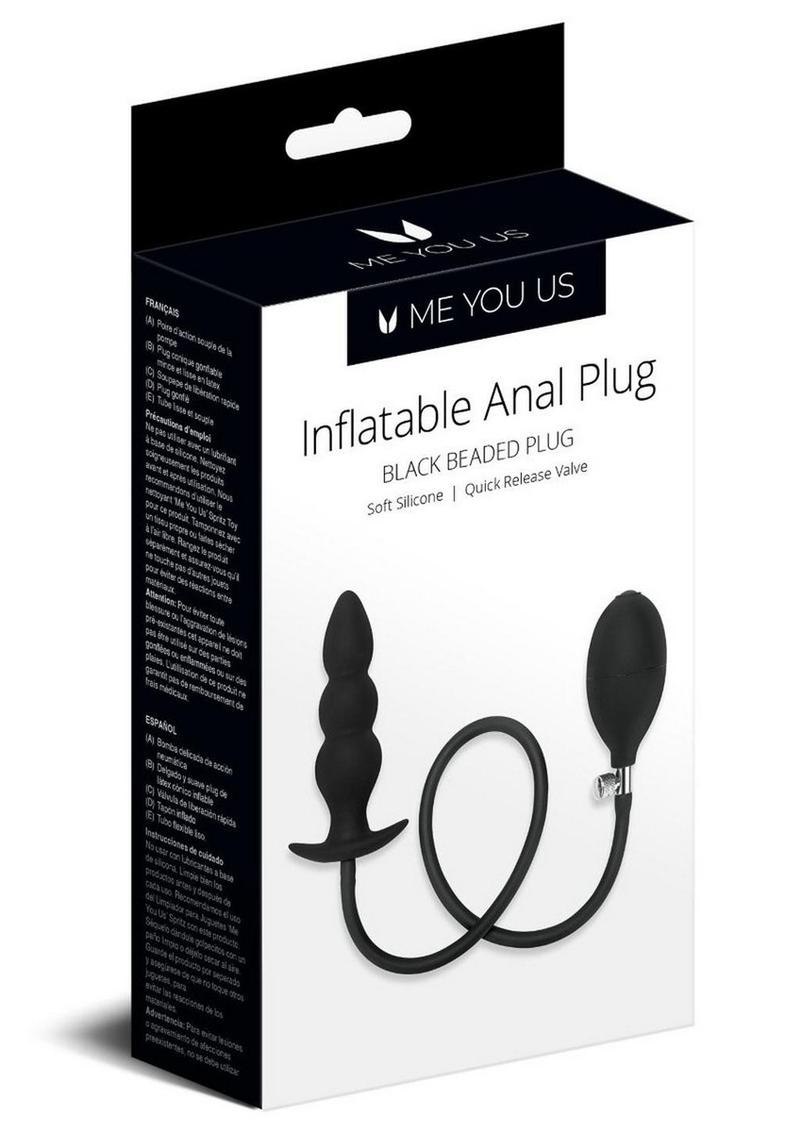 ME YOU US Inflatable Silicone Anal Beaded Plug - Black